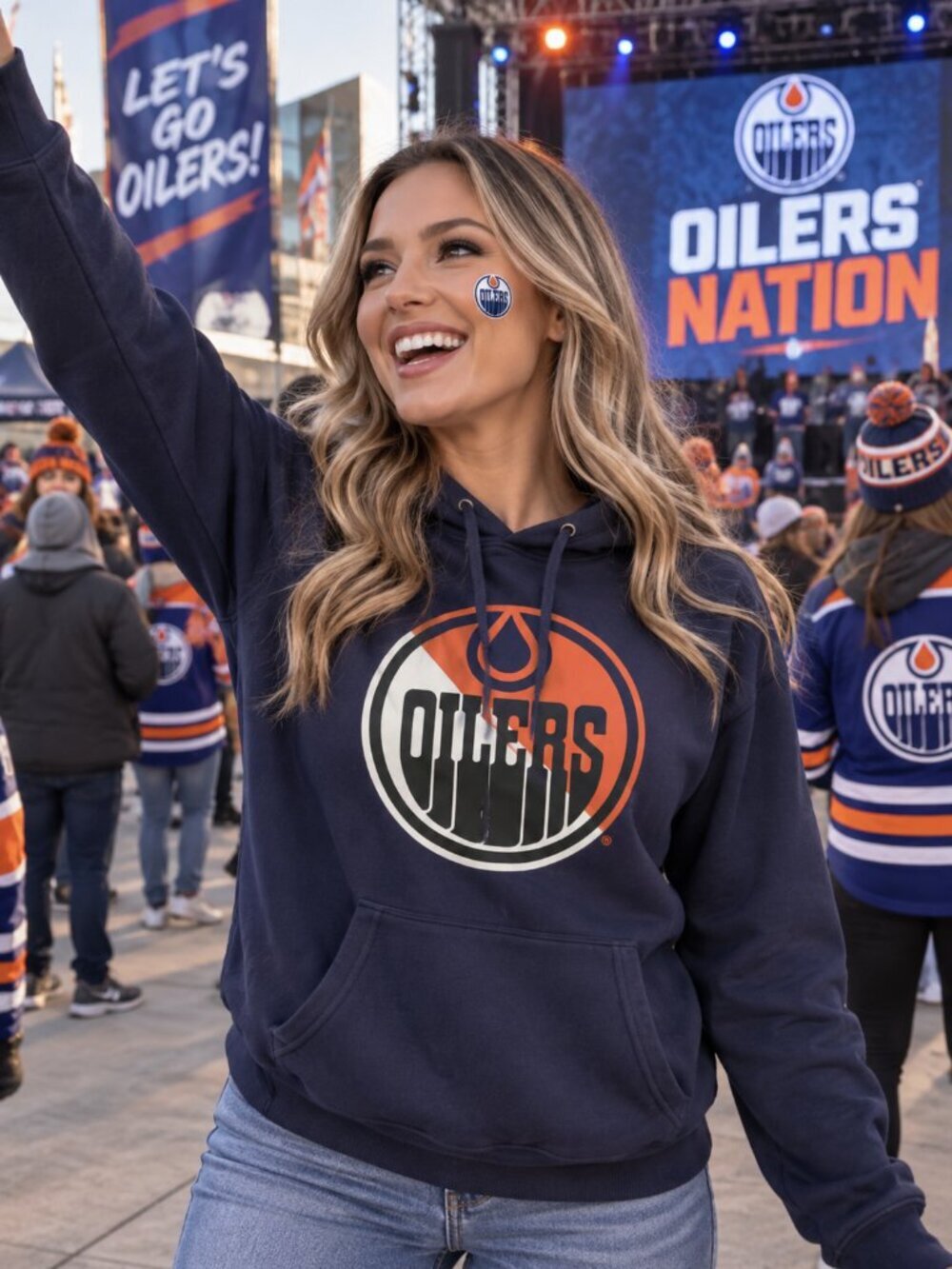 OILERS BLUE HOODIE- (MEDIUM)